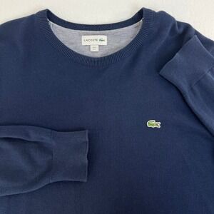 Lacoste Crewneck Sweater Pullover Mens‎ Navy Blue Large Classic Logo Knit Casual